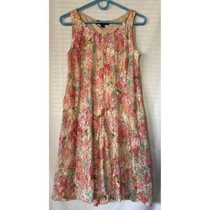 Perceptions‎ New York S Dress Sleeveless Floral Lace Multicolor Lined Midi